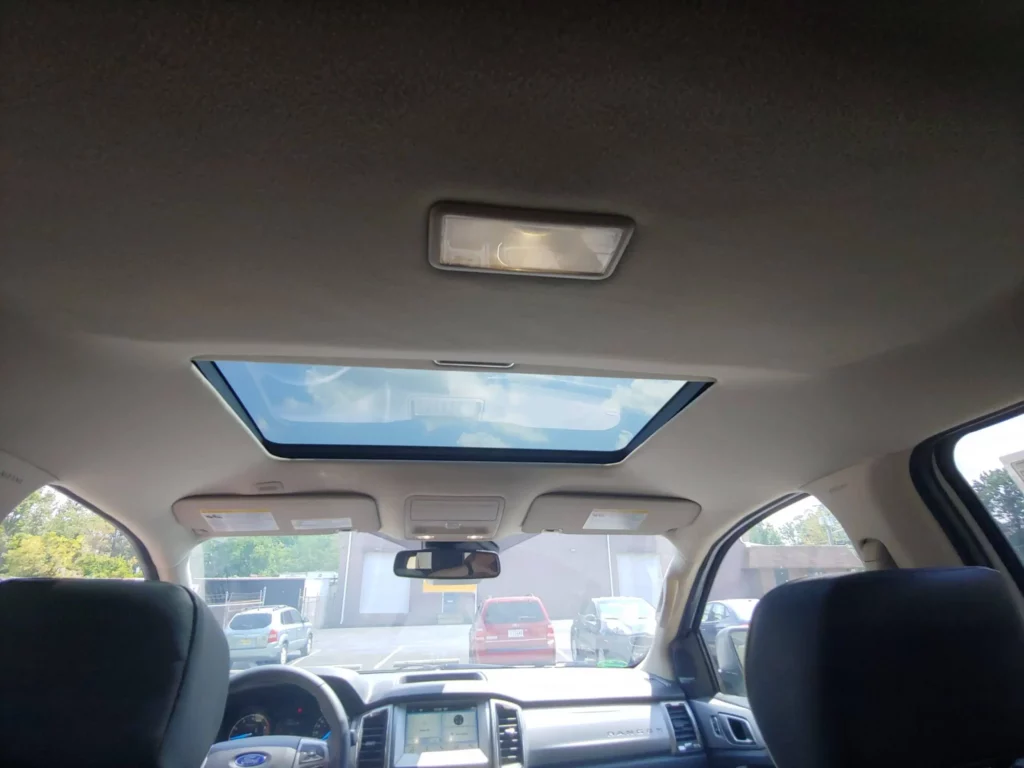 Backseat view of a sunroof